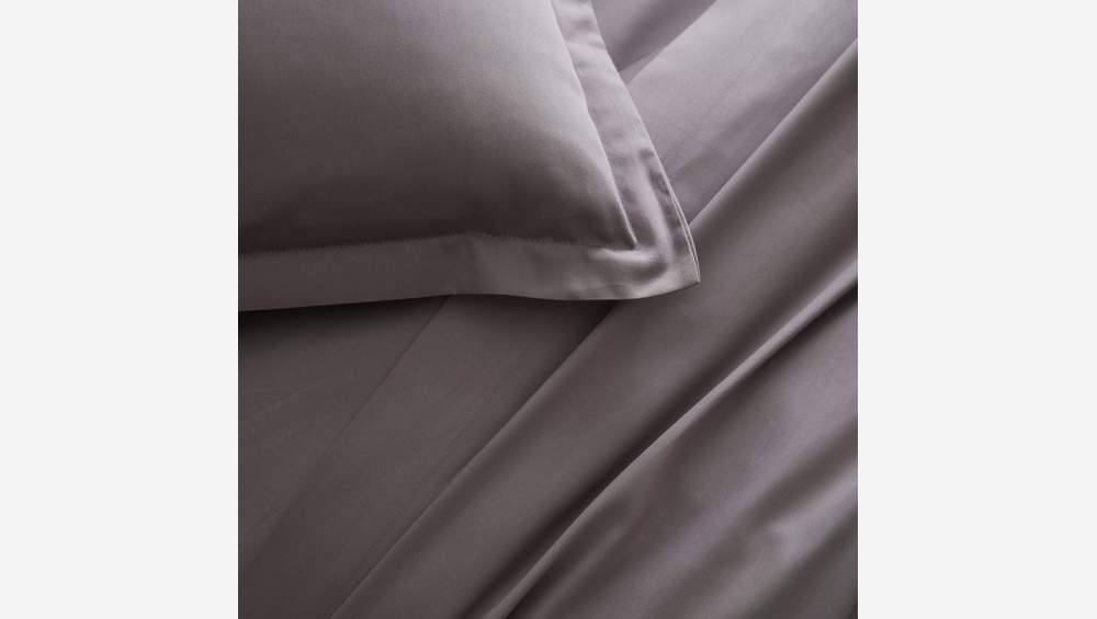 Drap housse en satin de coton - 160 x 200 cm - Gris anthracite