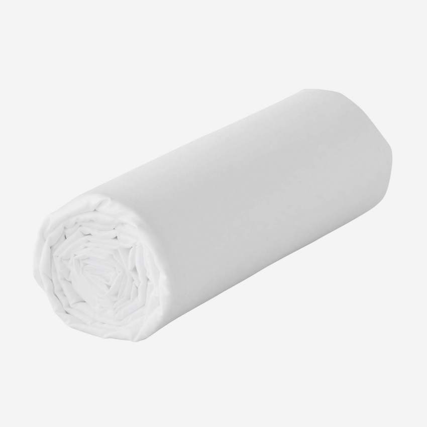 Lenzuolo con angoli in raso di cotone - 160 x 200 cm - Bianco