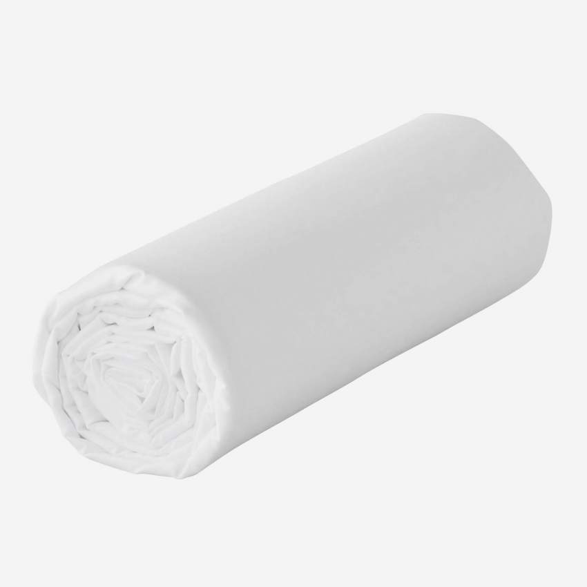 Drap housse en satin de coton - 140 x 200 cm - Blanc