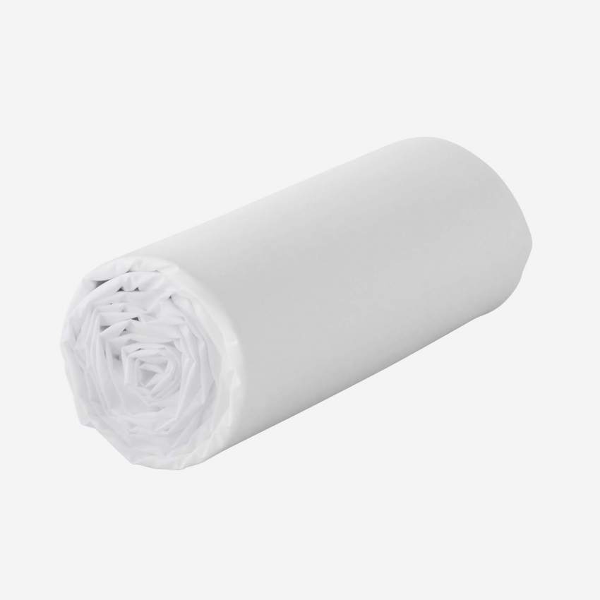 Percale - Lenzuolo con angoli in cotone - 160 x 200 cm - Bianco