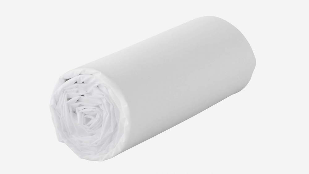 Percale - Sábana bajera de algodón - 140 x 200 cm - Blanca - Habitat