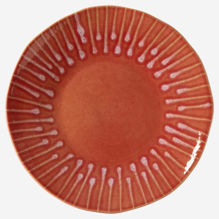 Prato de sobremesa de grés - 21 cm - Vermelho