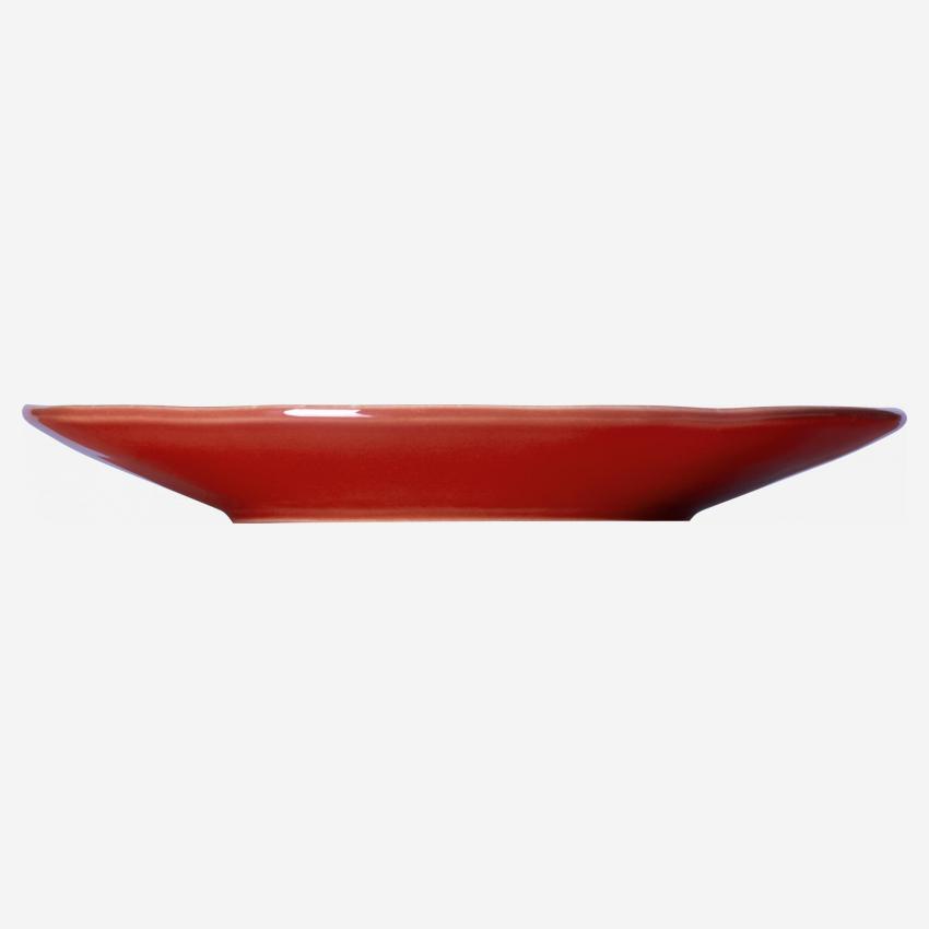 Prato de sobremesa de grés - 21 cm - Vermelho