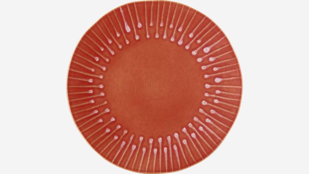 Prato raso em grés - 28,5 cm - Vermelho