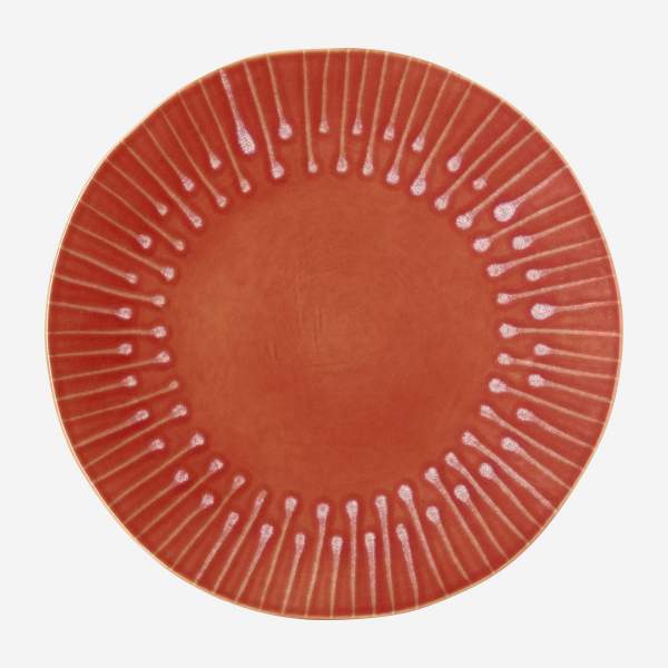 Flacher Teller aus Sandstein - 28,5 cm - Rot