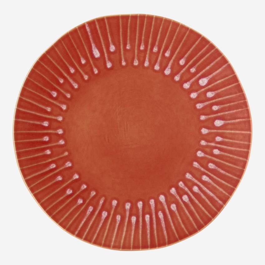 Flacher Teller aus Sandstein - 28,5 cm - Rot