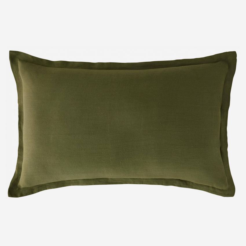 Federa per cuscino in lino - 50 x 80 cm - Verde kaki