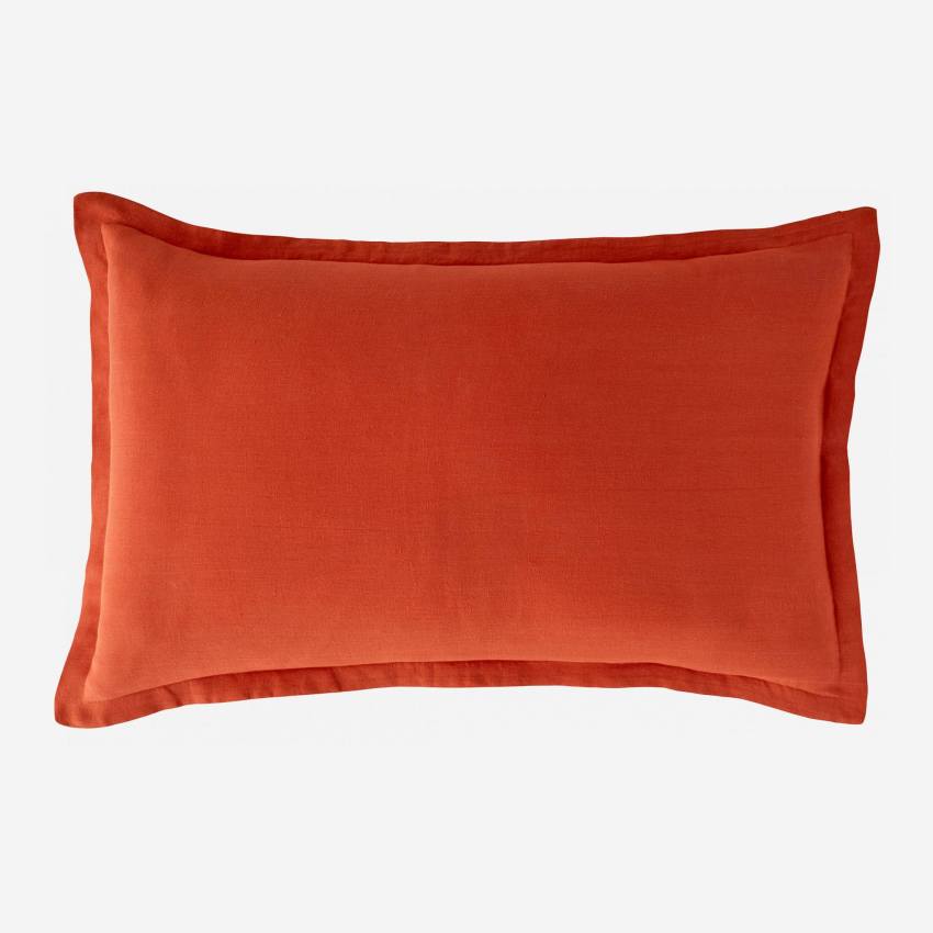 Taie d'oreiller en lin - 50 x 80 cm - Orange terracotta