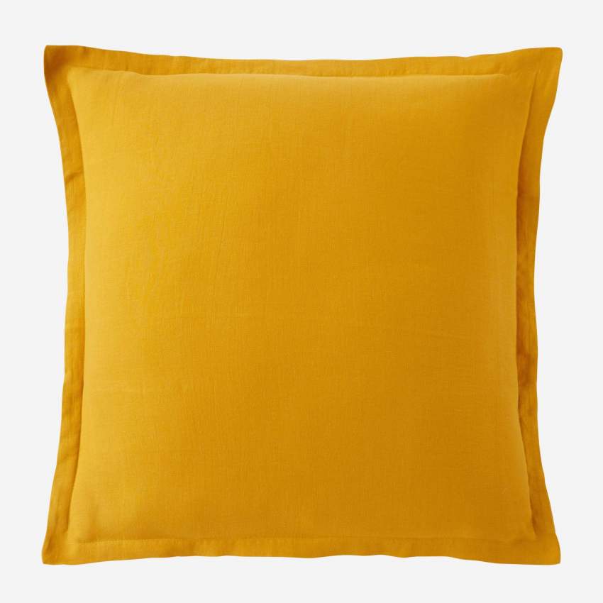 Fronha de linho - 65 x 65 cm - Amarelo mostarda