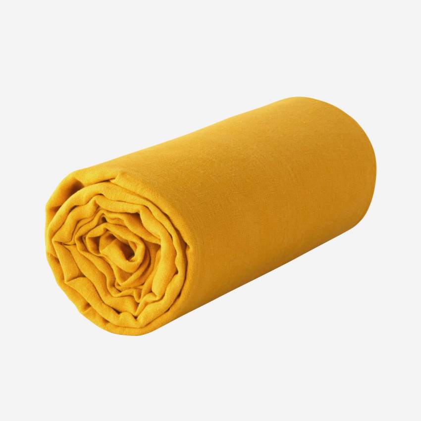 Sábana bajera de lino - 180 x 200 cm - Amarilla