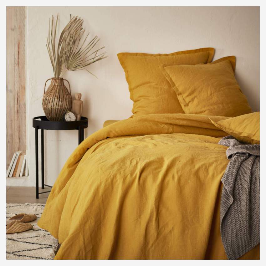 Bettbezug aus Leinen - 240 x 260 cm - Senfgelb
