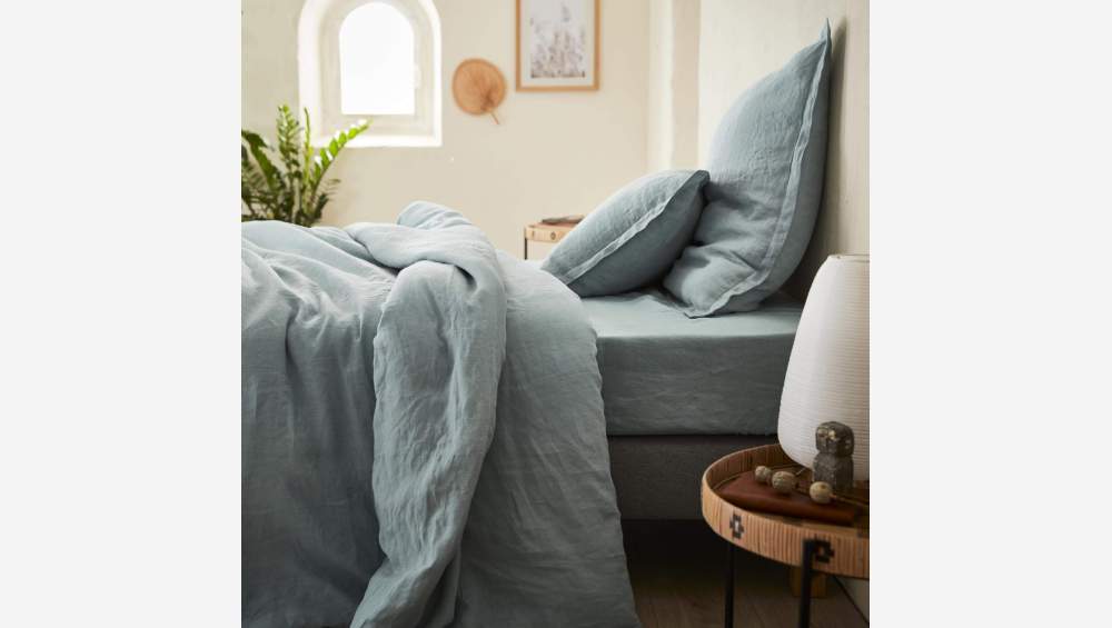Funda de almohada de lino - 50 x 80 cm - Azul claro