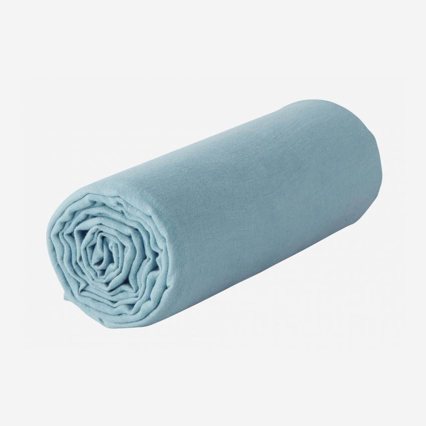 Sábana bajera de lino - 160 x 200 cm - Azul claro