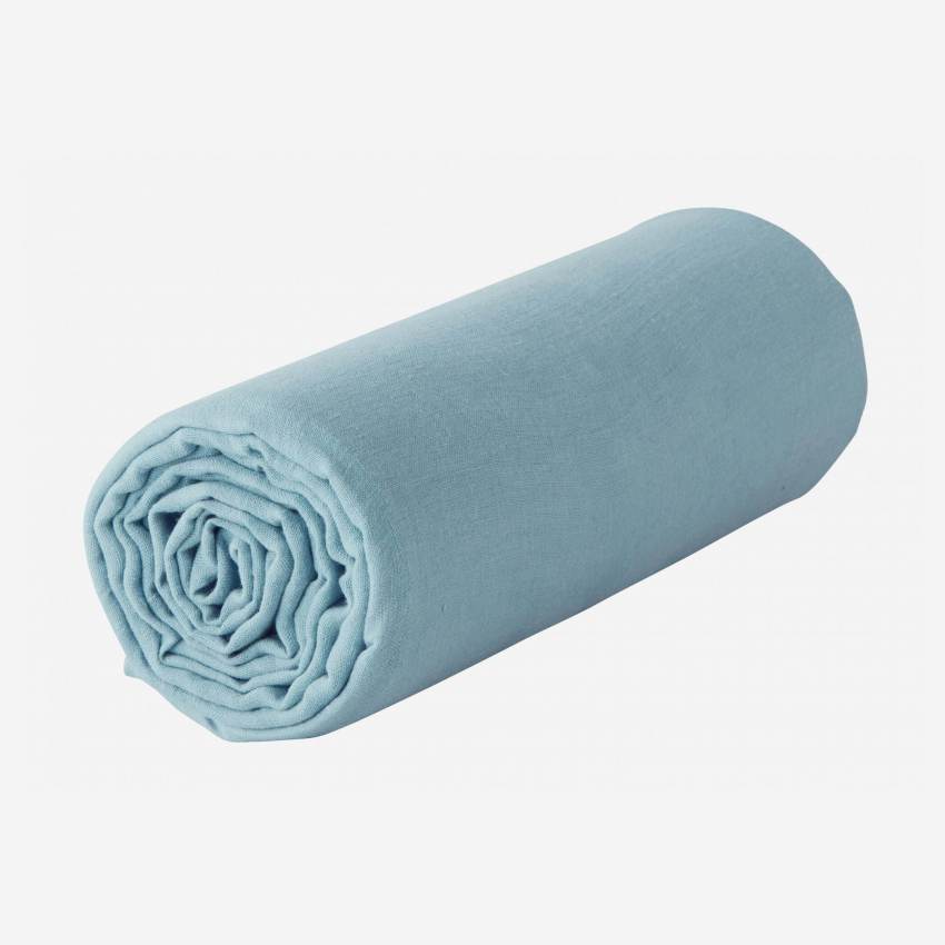 Lenzuolo con angoli in lino - 140 x 200 cm - Blu chiaro