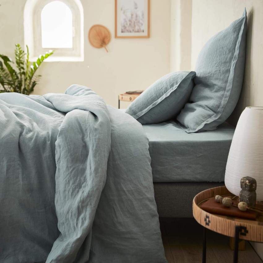 Bettbezug aus Leinen - 240 x 260 cm - Himmelblau