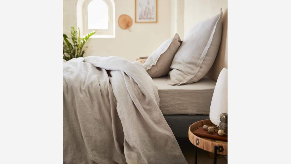 Bettbezug aus Leinen - 240 x 260 cm - Naturfarben