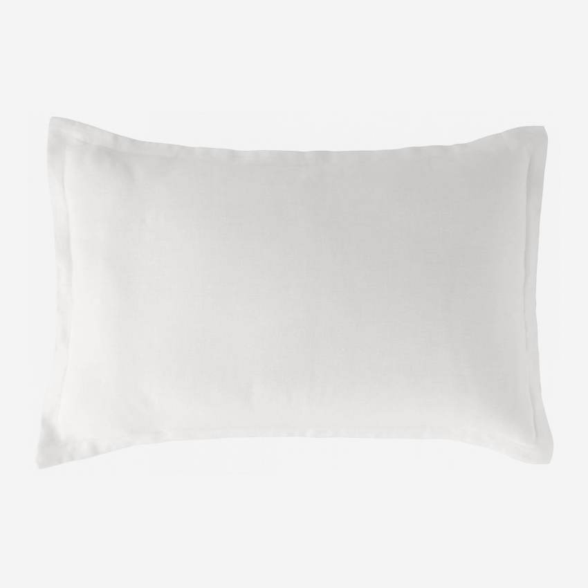 Funda de almohada de lino - 50 x 80 cm - Blanca