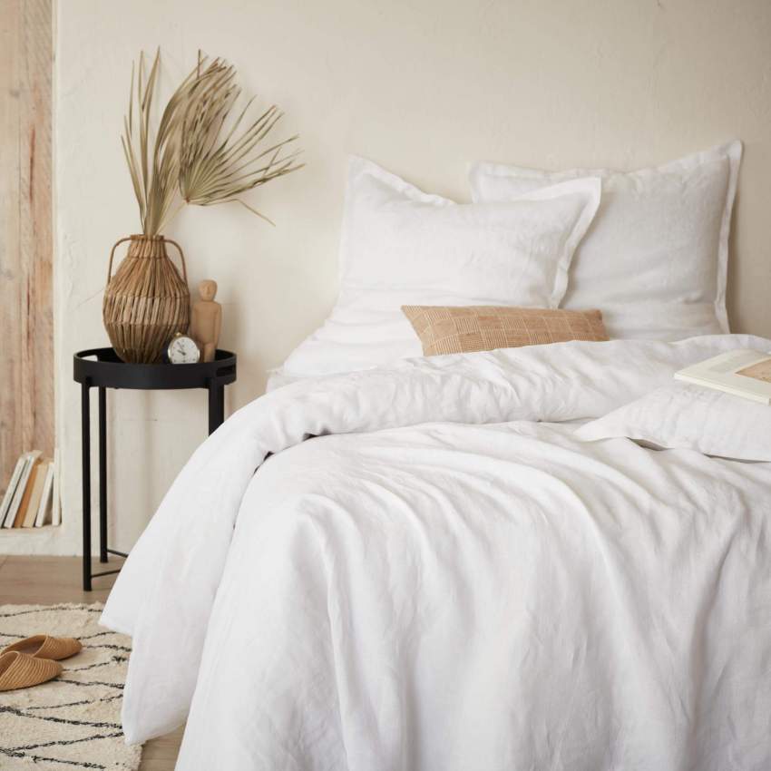 Linen - Federa per cuscino in lino - 65 x 65 cm - Bianco - Habitat