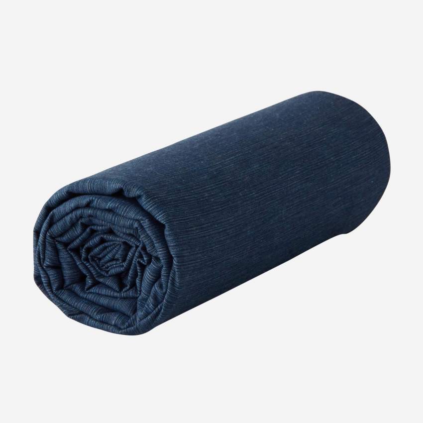 Sábana bajera de algodón - 160 x 200 cm - Azul oscuro