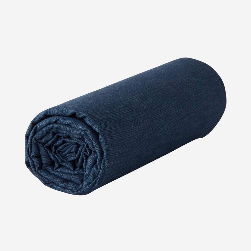 Sábana bajera de algodón - 140 x 200 cm - Azul oscuro