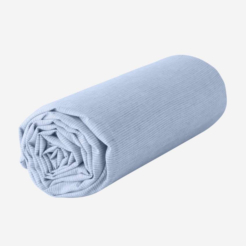 Sábana bajera de algodón - 160 x 200 cm - Azul claro