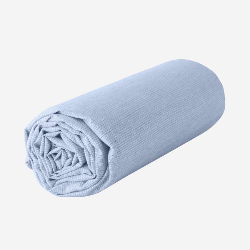 Sábana bajera de algodón - 160 x 200 cm - Azul claro