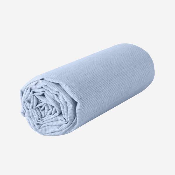 Sábana bajera de algodón - 140 x 200 cm - Azul claro