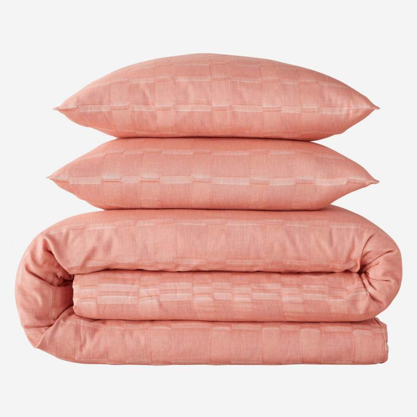 Juego de cama de gasa de algodón - 220 x 240 cm + 2 fundas almohada 65 x 65 cm - Rosa