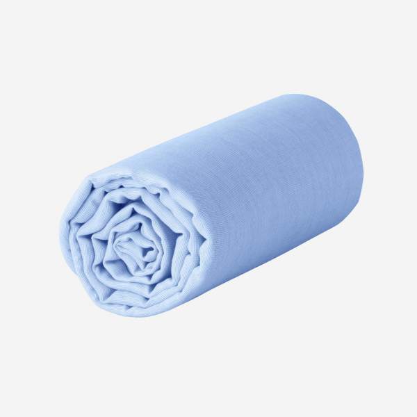 Drap housse en gaze de coton - 160 x 200 cm - Bleu