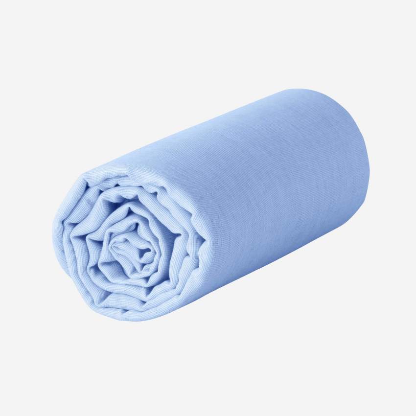 Lençol de baixo em gaze de algodão - 160 x 200 cm - Azul
