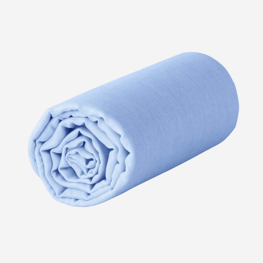 Lençol de baixo em gaze de algodão - 140 x 200 cm - Azul