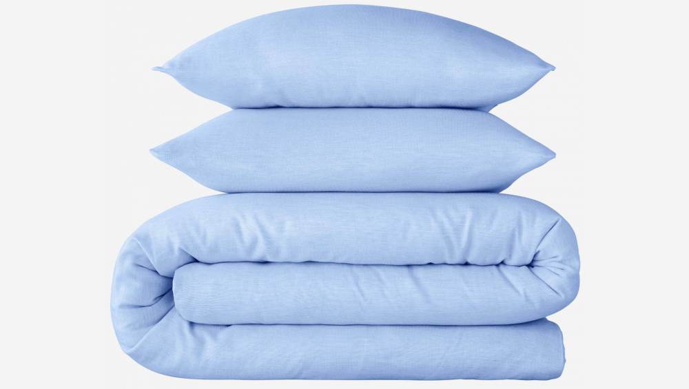 Juego de cama de gasa de algodón - 240 x 260 cm + 2 fundas almohada 65 x 65 cm - Azul