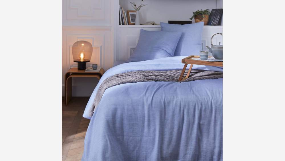Conjunto de cama em gaze de algodão - 240 x 260 cm + 2 fronhas 65 x 65 cm - Azul
