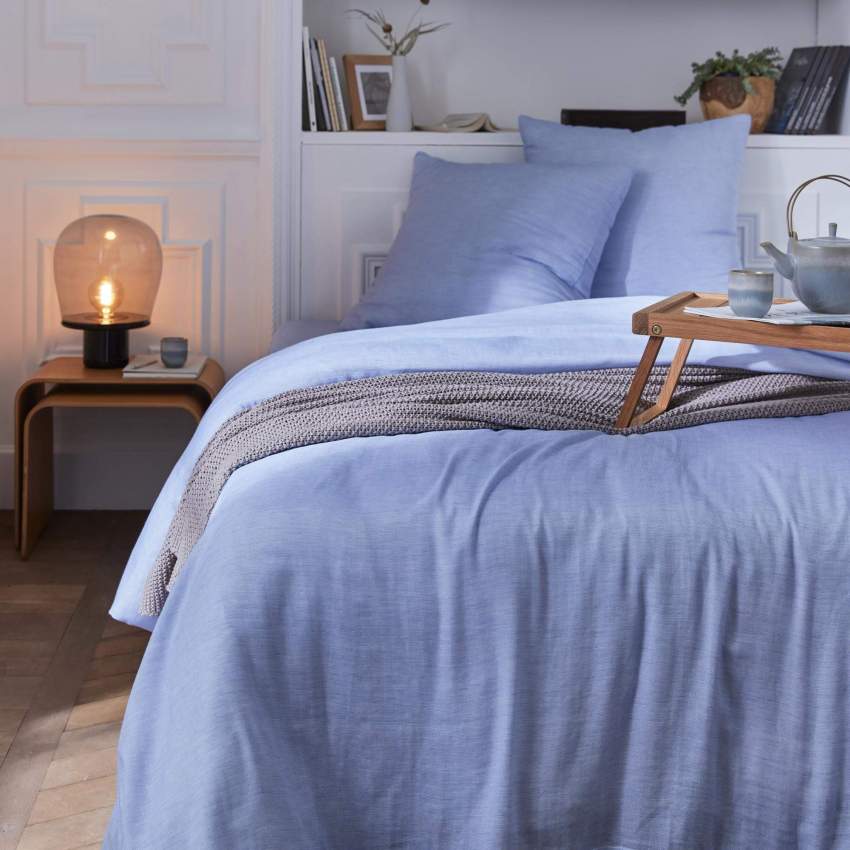 Conjunto de cama em gaze de algodão - 240 x 260 cm + 2 fronhas 65 x 65 cm - Azul