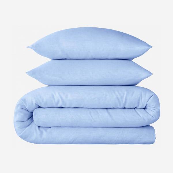 Parure de lit en gaze de coton - 220 x 240 cm - Bleu