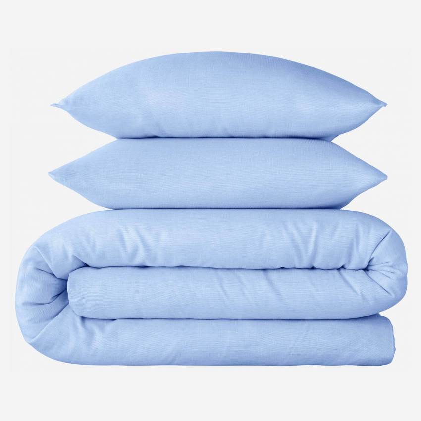 Juego de cama de gasa de algodón - 220 x 240 cm + 2 fundas almohada 65 x 65 cm - Azul