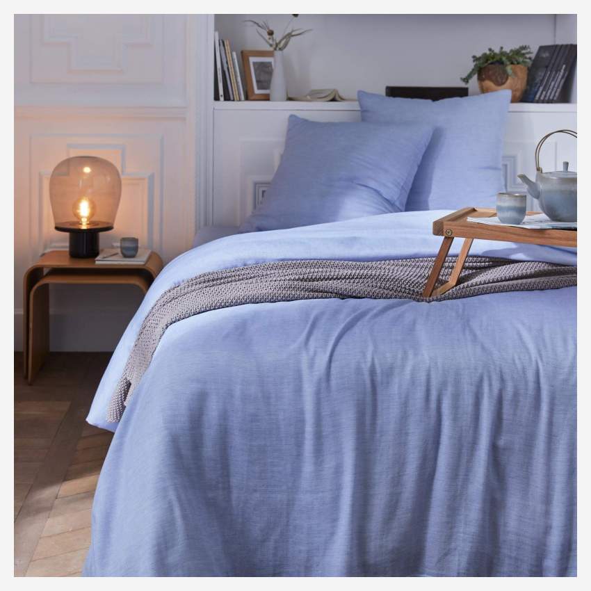 Conjunto de cama em gaze de algodão - 220 x 240 cm + 2 fronhas 65 x 65 cm - Azul