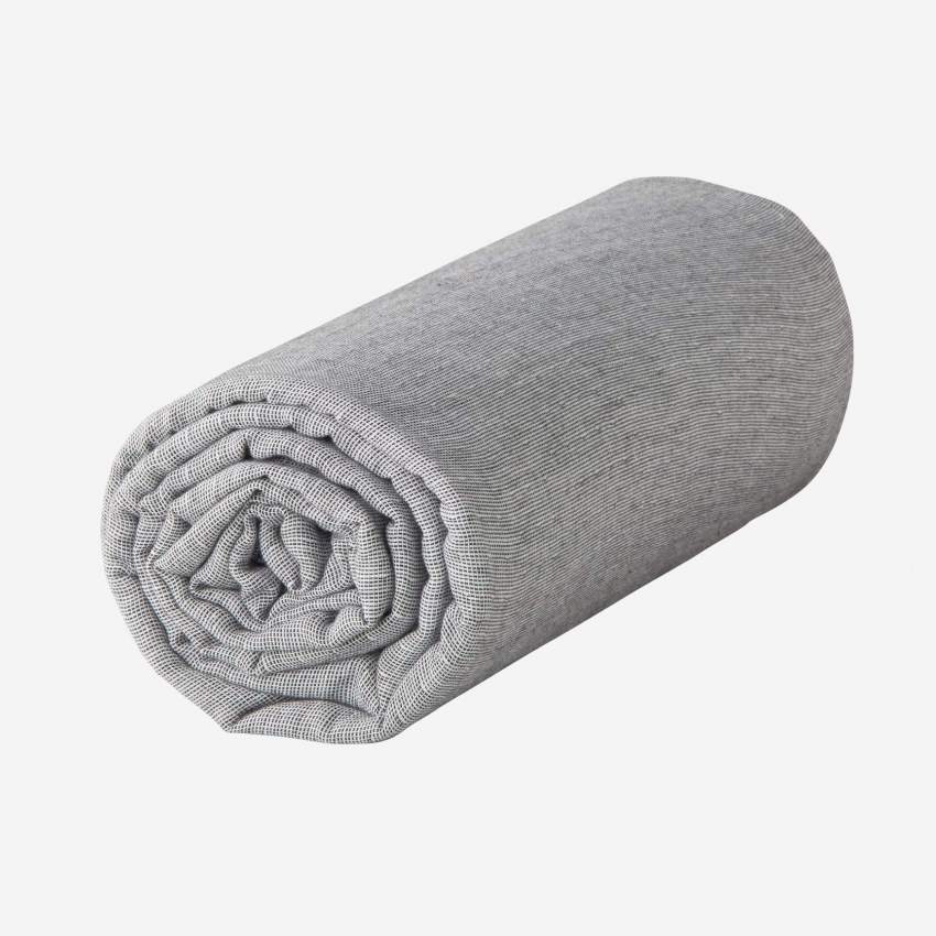 Lençol de baixo em gaze de algodão - 140 x 200 cm - Cinza