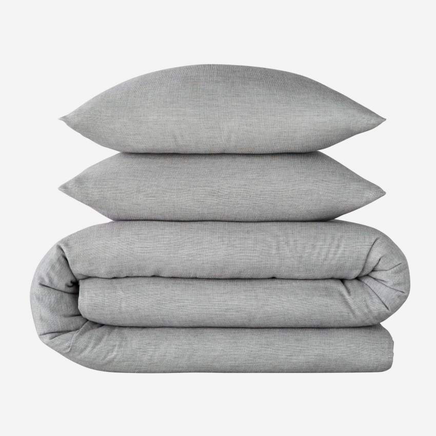 Conjunto de cama em gaze de algodão - 240 x 260 cm + 2 fronhas 65 x 65 cm - Cinza