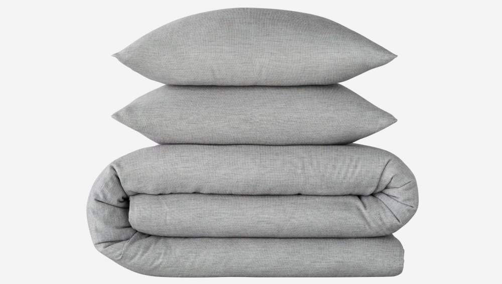 Conjunto de cama em gaze de algodão - 220 x 240 cm + 2 fronhas 65 x 65 cm - Cinza