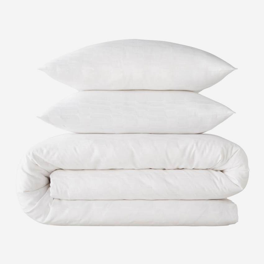 Bettwäscheset aus Baumwollgaze - 240 x 260 cm + 2 Kopfkissenbezüge 65 x 65 cm - Weiß