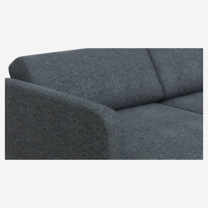 Sofá-cama de tecido de 3 lugares com braços finos e ripas - Azul cinza