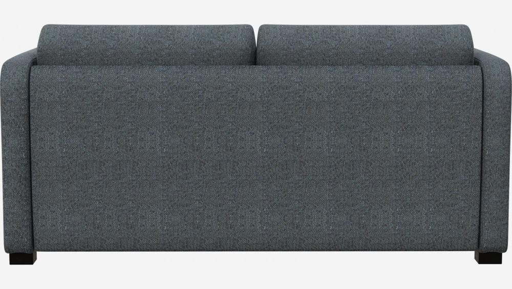 Sofá-cama de tecido de 2 lugares com braços finos e ripas - Azul cinza