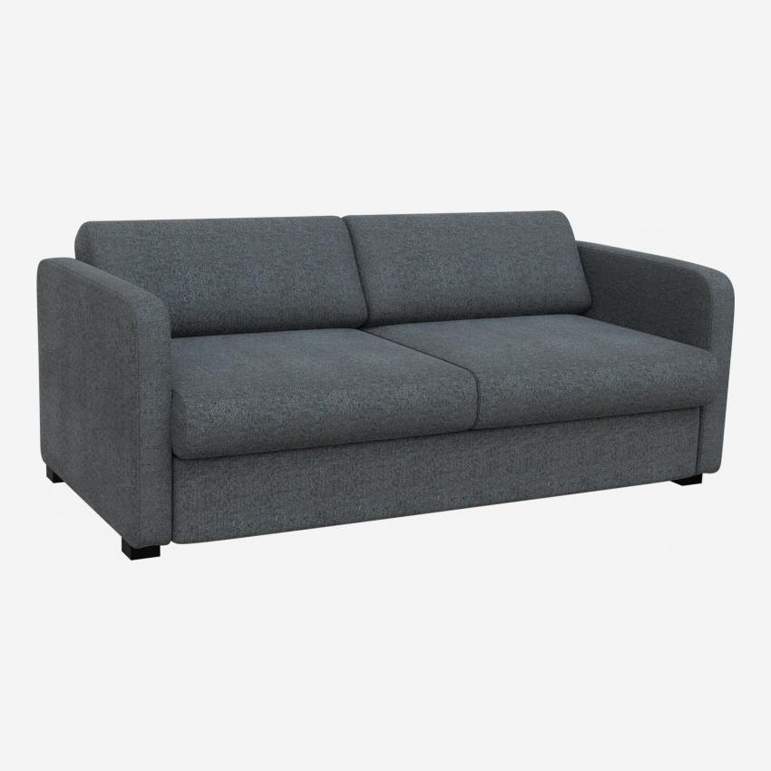 Sofá-cama de 3 lugares com braços finos em tecido - Azul cinza