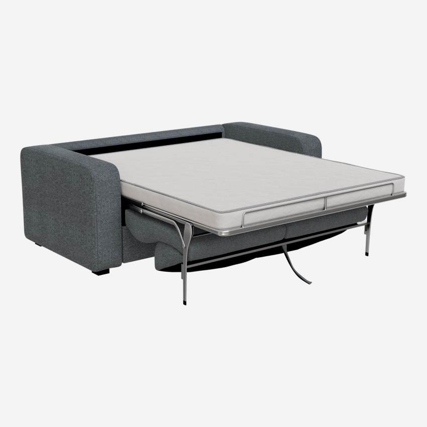 Sofá-cama de 3 lugares c/ ripas de tecido - Azul cinza