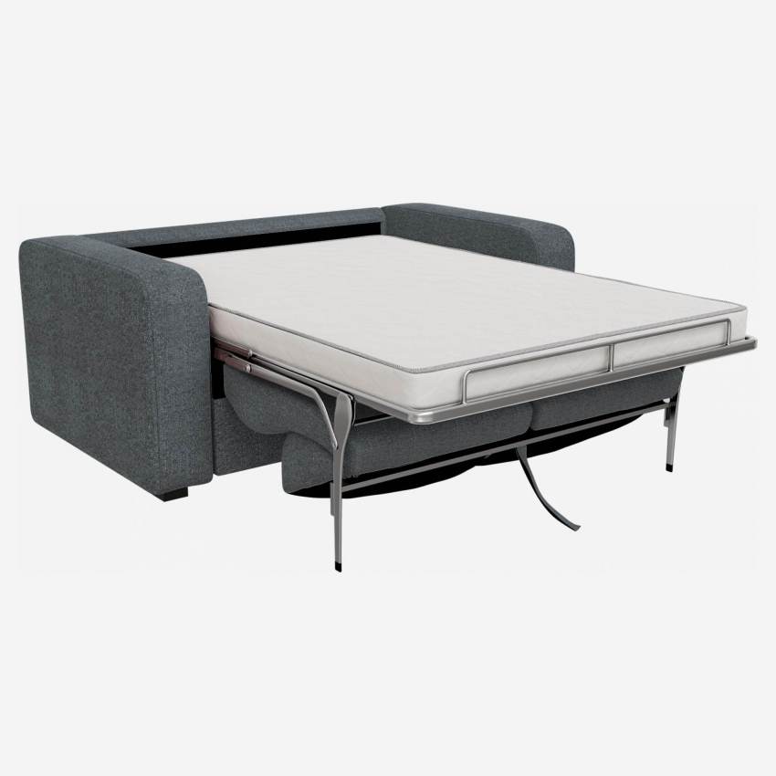 Sofá-cama compacto de tecido com ripas - Azul cinza