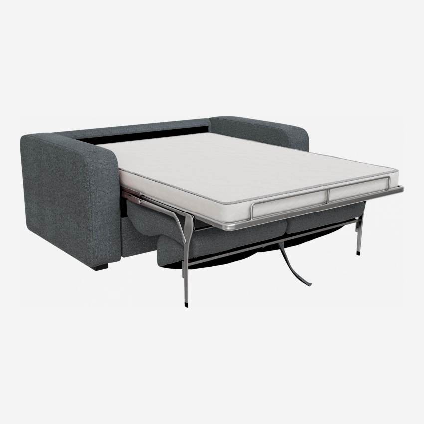 Sofá-cama compacto de tecido com ripas - Azul cinza
