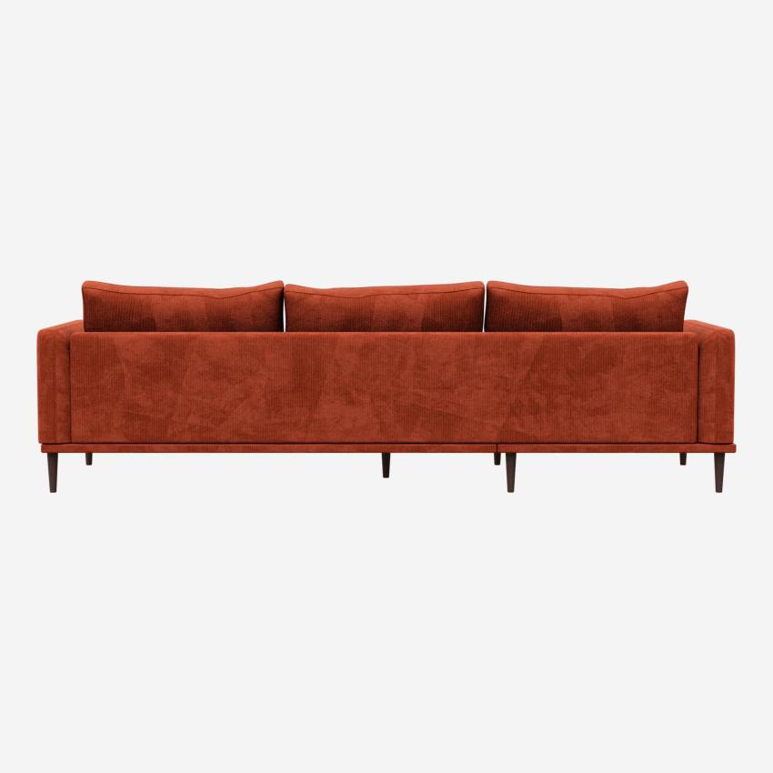 Canapé d’angle avec méridienne gauche en velours côtelé – Terracotta