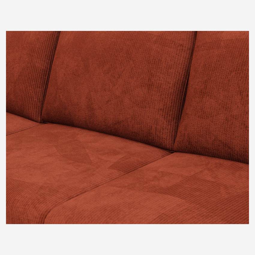 Sofá de ángulo con chaise longue izquierda de terciopelo de pana - Terracota