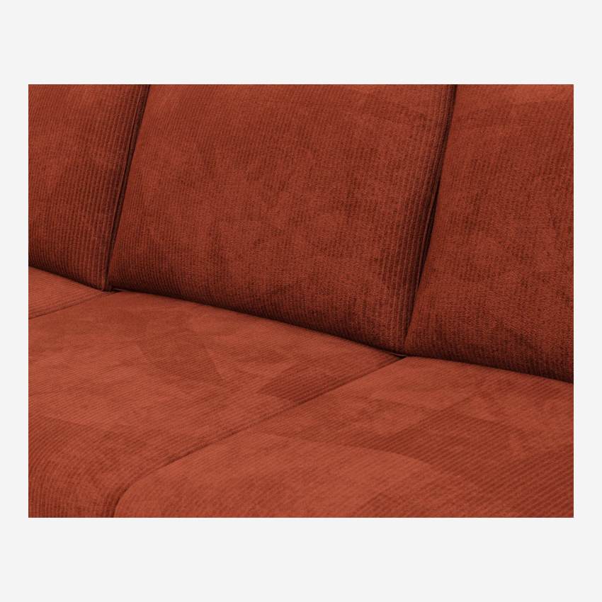 Sofá de canto com chaise longue esquerda em veludo côtelé - Terracota